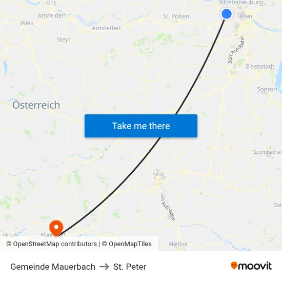 Gemeinde Mauerbach to St. Peter map