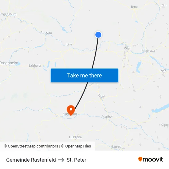 Gemeinde Rastenfeld to St. Peter map