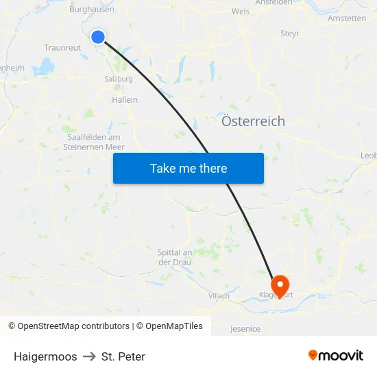 Haigermoos to St. Peter map
