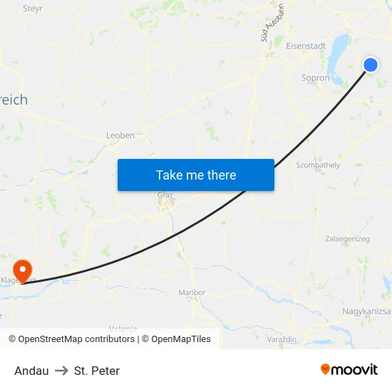 Andau to St. Peter map