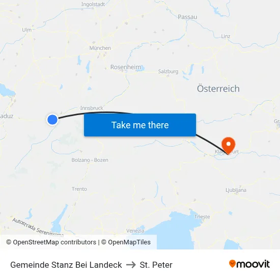 Gemeinde Stanz Bei Landeck to St. Peter map