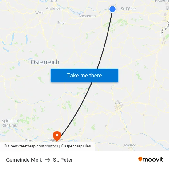 Gemeinde Melk to St. Peter map