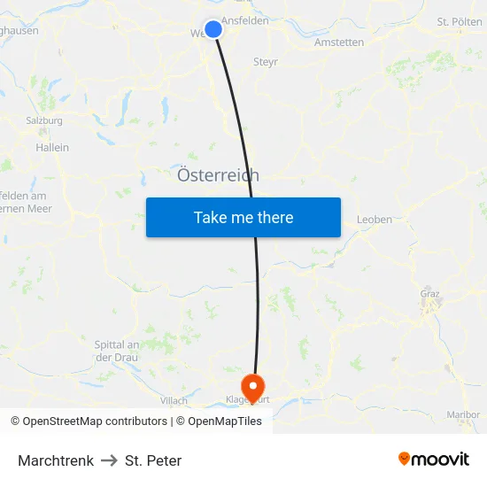 Marchtrenk to St. Peter map