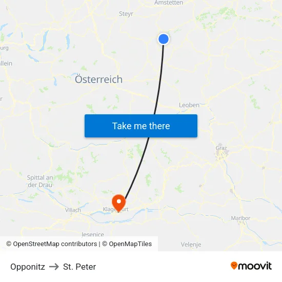 Opponitz to St. Peter map