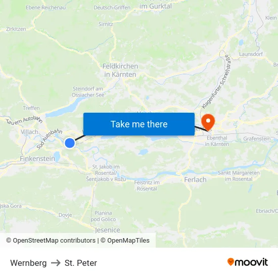 Wernberg to St. Peter map