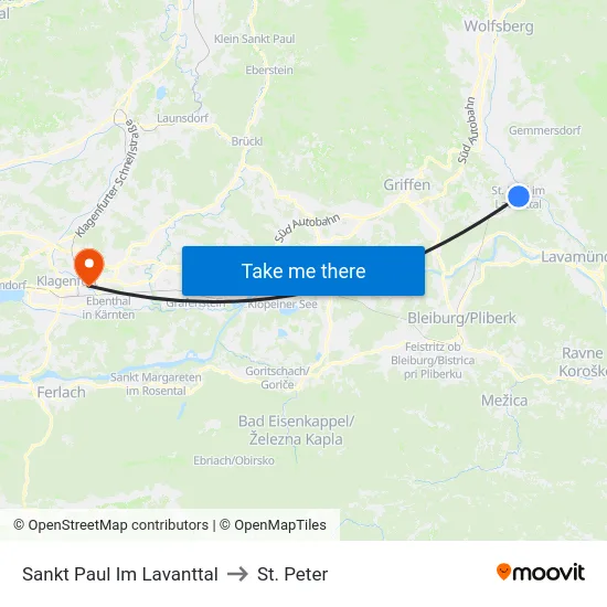 Sankt Paul Im Lavanttal to St. Peter map