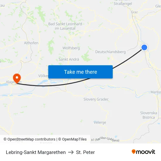 Lebring-Sankt Margarethen to St. Peter map