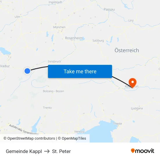 Gemeinde Kappl to St. Peter map