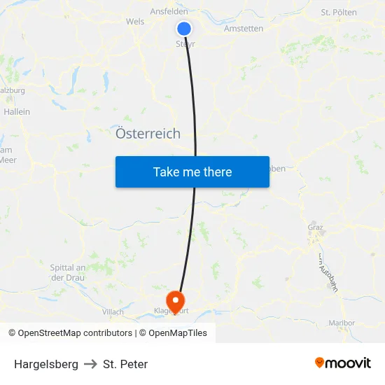 Hargelsberg to St. Peter map