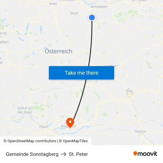 Gemeinde Sonntagberg to St. Peter map