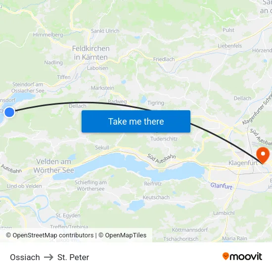 Ossiach to St. Peter map