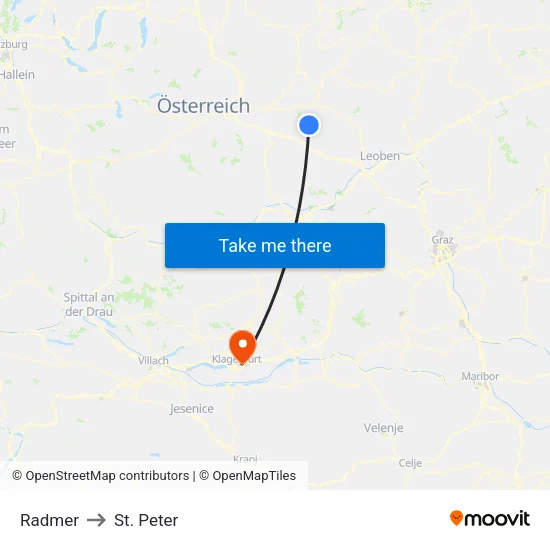 Radmer to St. Peter map