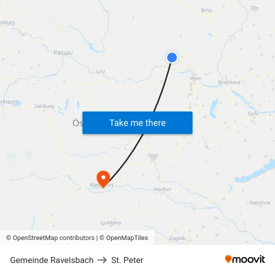 Gemeinde Ravelsbach to St. Peter map