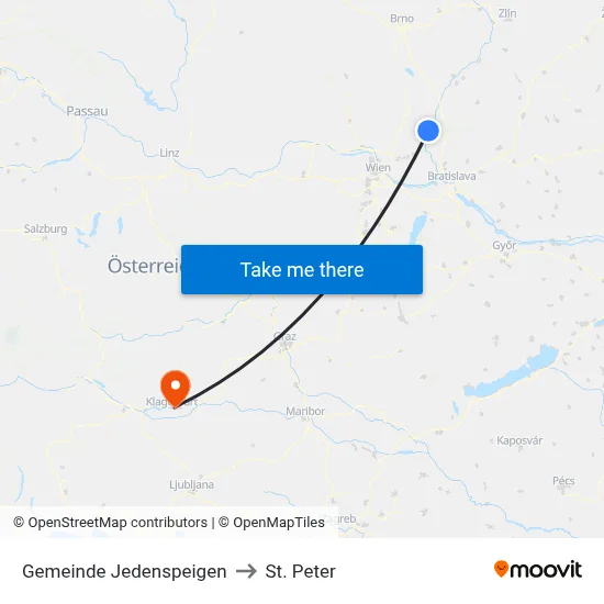 Gemeinde Jedenspeigen to St. Peter map