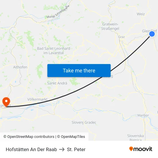 Hofstätten An Der Raab to St. Peter map