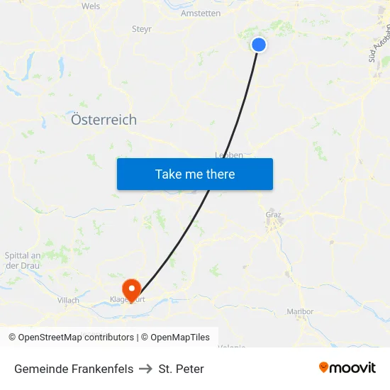 Gemeinde Frankenfels to St. Peter map