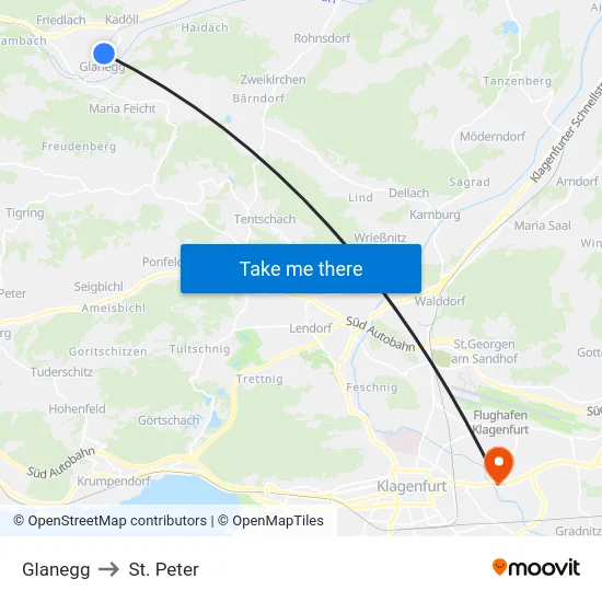 Glanegg to St. Peter map