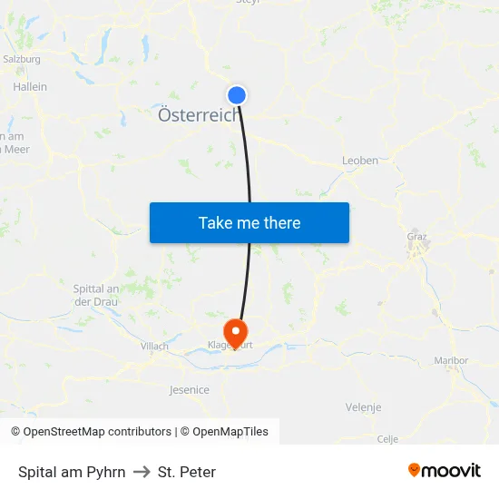 Spital am Pyhrn to St. Peter map
