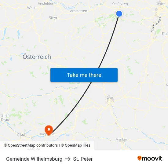 Gemeinde Wilhelmsburg to St. Peter map