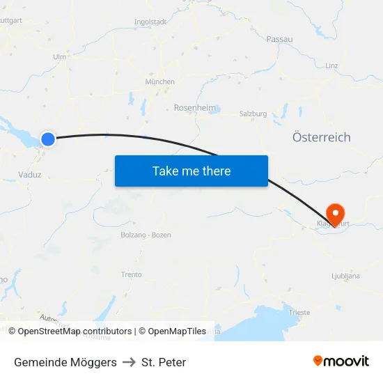 Gemeinde Möggers to St. Peter map