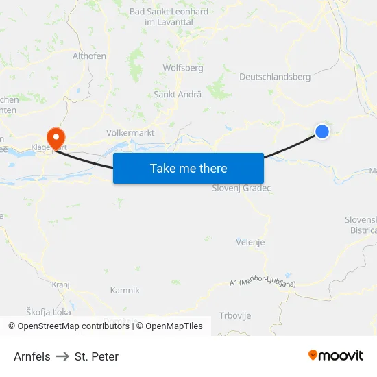 Arnfels to St. Peter map