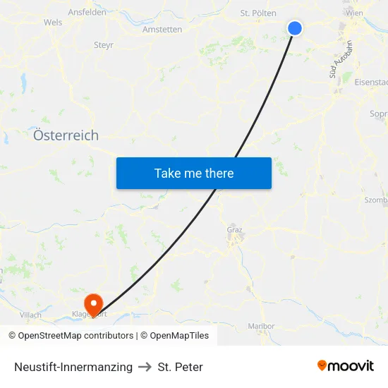 Neustift-Innermanzing to St. Peter map