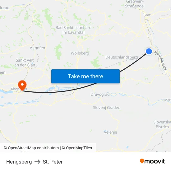 Hengsberg to St. Peter map