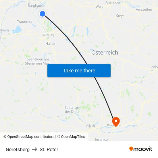 Geretsberg to St. Peter map