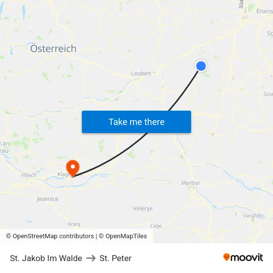 St. Jakob Im Walde to St. Peter map