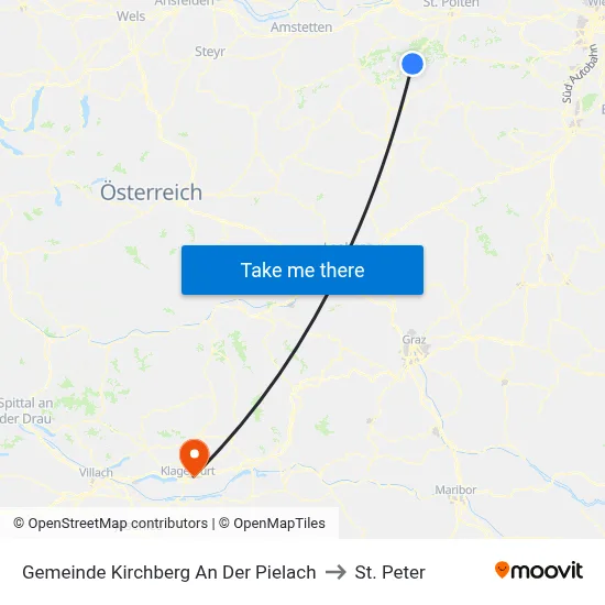 Gemeinde Kirchberg An Der Pielach to St. Peter map