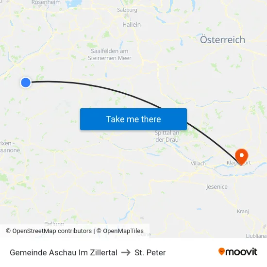 Gemeinde Aschau Im Zillertal to St. Peter map