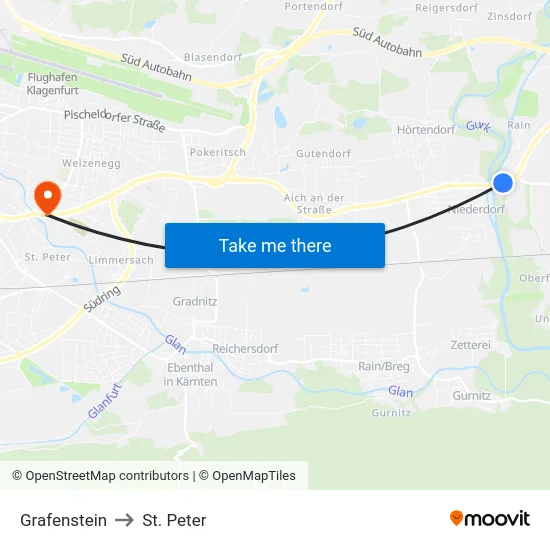 Grafenstein to St. Peter map