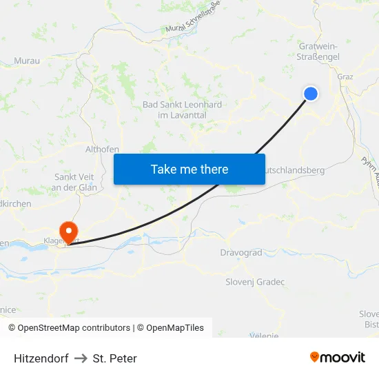Hitzendorf to St. Peter map