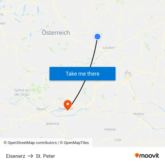 Eisenerz to St. Peter map