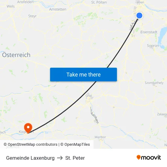 Gemeinde Laxenburg to St. Peter map