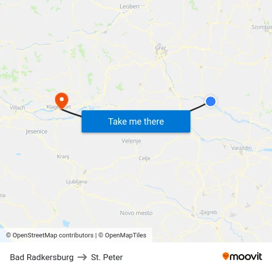Bad Radkersburg to St. Peter map