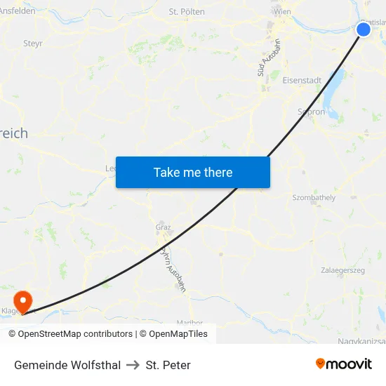 Gemeinde Wolfsthal to St. Peter map