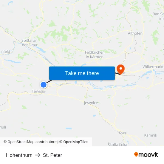 Hohenthurn to St. Peter map