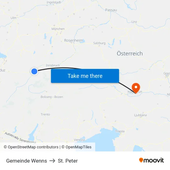 Gemeinde Wenns to St. Peter map