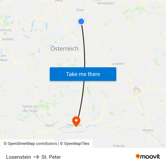 Losenstein to St. Peter map