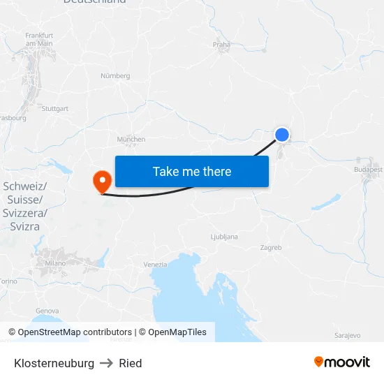 Klosterneuburg to Ried map