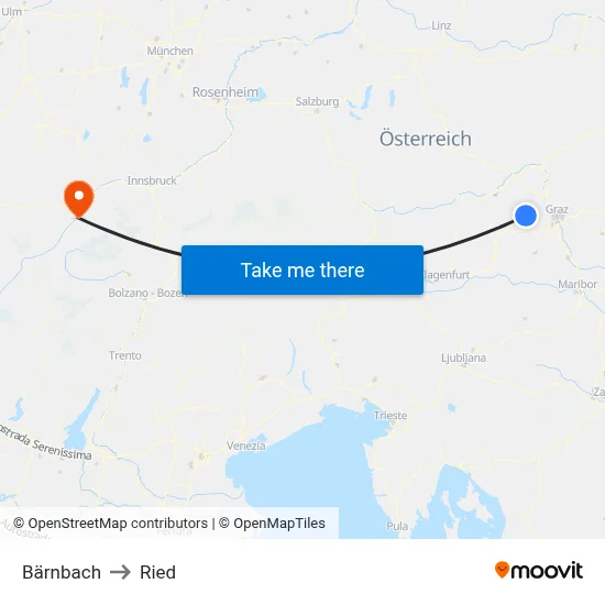 Bärnbach to Ried map