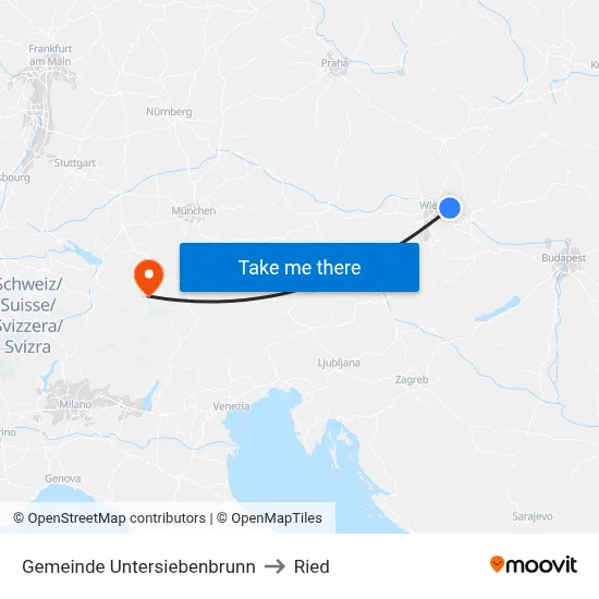 Gemeinde Untersiebenbrunn to Ried map