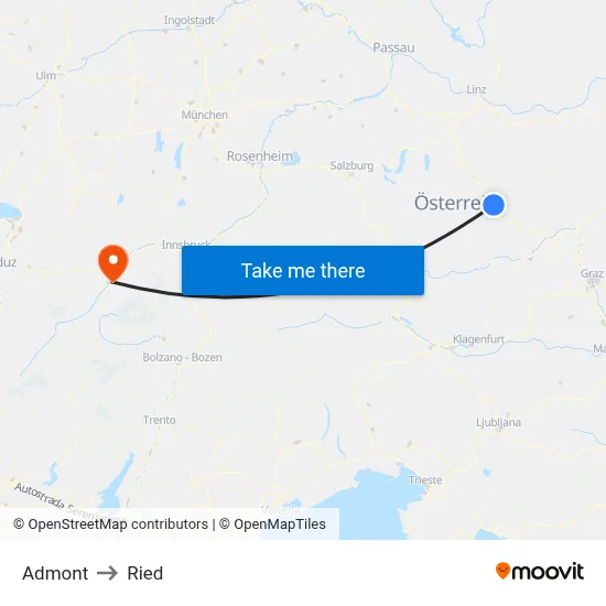 Admont to Ried map