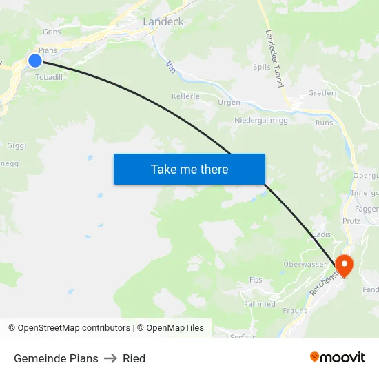 Gemeinde Pians to Ried map