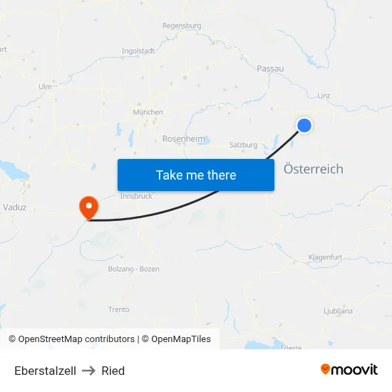 Eberstalzell to Ried map