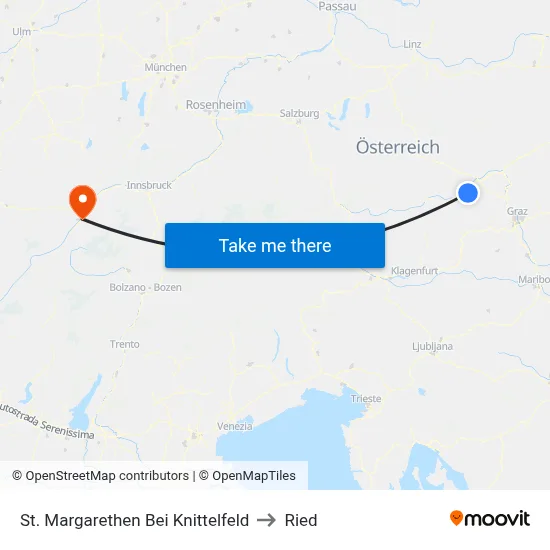 St. Margarethen Bei Knittelfeld to Ried map