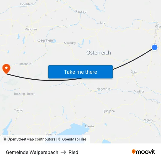 Gemeinde Walpersbach to Ried map