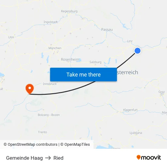 Gemeinde Haag to Ried map