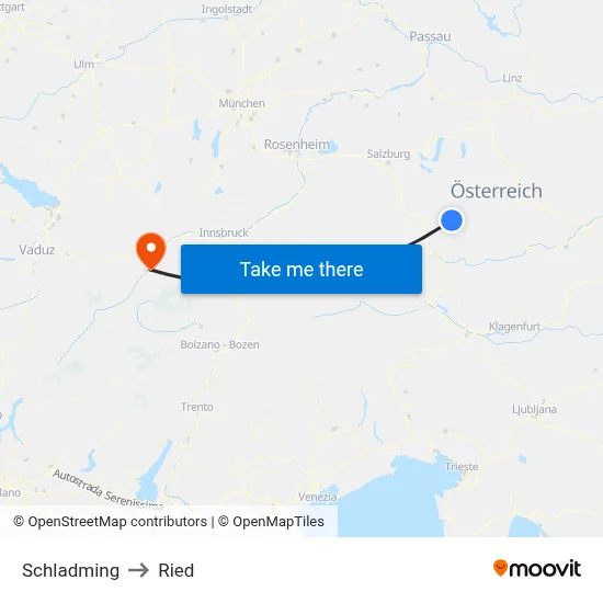Schladming to Ried map